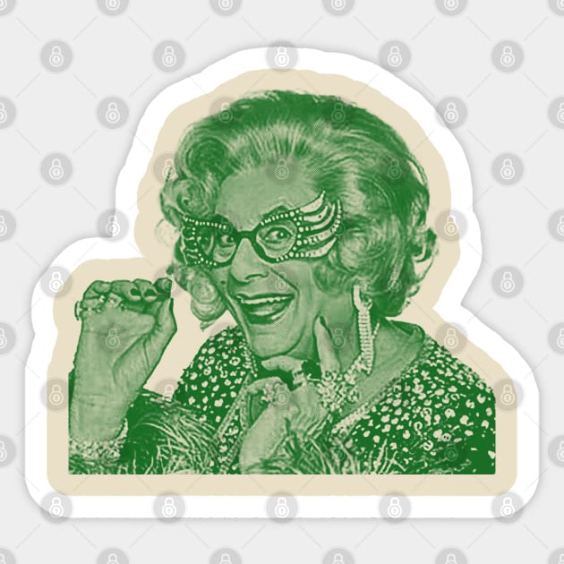 dame edna - green solid style, Sticker by Loreatees